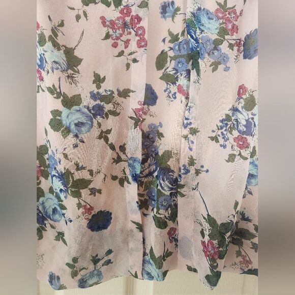 Whistles L Pink Floral Print Sleevless Lined SILK Ruffles Women’s Top Blouse - Picture 6 of 10